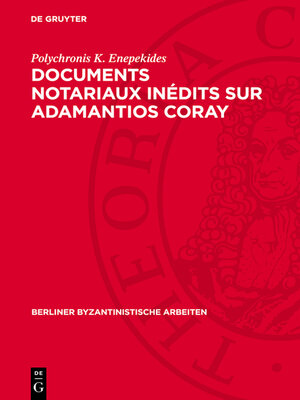 cover image of Documents notariaux inédits sur Adamantios Coray